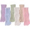 Chenflying 6 paia Tabi infradito calzini sportivi corsa cotone Split Toe calzini per bambini ragazze ragazzi 2-15 anni, Viola chiaro+azzurro+verde chiaro+rosa+cammello+bianco grigio, 6-10 Years