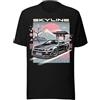 JG Infinite Maglietta grafica artistica JDM anni '90 R34 GT-R Skyline giapponese Tuner Culture GTR Tee, nero, L