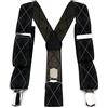 TigerTie Bretelle unisex a forma di Y con 3 clip extra forti, colore a quadretti, lavorazione di alta qualità, larghezza 35 mm