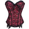 RHISLEO Bustino da donna con lacci floreali in pizzo rosso burlesque basco shaper overbust disossato corsetto top, Pizzo floreale Rosso, 44