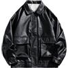 Hdhdeueh Giacca da uomo in pelle con cerniera in tinta unita bomber in finta pelle hip hop oversize