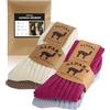 FORVEVO 4 paia calze alpaca da donna 35-38,calze lana uomo,invernali calde con alpaca,termiche in maglia soffice per uso quotidiano, escursioni, trekking(multicolore05)