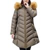 Generico Giacca Donna Invernale Lunga Elegante Giacca Imbottita Slim Aderente di Media Lunghezza Foderati Caldo Giubbotto Trapuntata con Cappuccio Cappotto Invernale Parka con Zip e Tasche Piumino Antivento