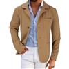 Generisch Giacca da uomo in cotone lavorato a maglia morbido ed elastico, cappotto sportivo, vintage, business, casual, con tasche, con bottoni, giacca da uomo