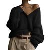Yimoon Cardigan da Donna sfocato Maglione con Scollo a V a Maniche Lunghe Abbottonato Maglioni a Maglia Pelosi Morbidi 2025, Nero, M