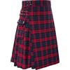 Gefomuofe Pantaloni scozzesi classici da uomo, kilt a quadri con tasche, kilt corto scozzese a quadri, stile classico scozzese con tasche a contrasto, Colore: rosso, M