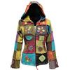 SHOPOHOLIC FASHION - Giacca con Cappuccio da Donna Love Peace, Stile Hippy,Motivo Patchwork, L
