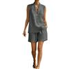 WZMYDBD Completo Donna Estivo Casual 2 Pezzi Estivo Maglia Donna Manica Corta Collo V E Pantaloncini Donna Baggy Abbigliamento Completo Lino Elegante da Spiaggia Lavoro Vacanza