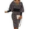 Vagbalena Abito da Donna Autunnale a Manica Lunga Elegante con Scollo a V Abito Casual da Donna con Girocollo da Lavoro 2023 Abito Intero da Lavoro con Maniche a Lanterna (Stile 5,M)
