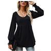 CUOREZ Maglietta da donna a maniche lunghe in vita con bolle autunnali e invernali, Nero, M