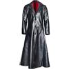 Generic Trench Lungo in Pelle da Uomo, Giacca Lunga in Pelle PU Nera Cappotto Lungo in Pelle Gotica, Taglie Forti