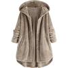 Generic Cappotto da Donna Lungo con Maniche a Bottoni con Cappuccio e Tasche con Tasche Irregolari in Pile Vestaglia Lunga