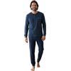 Vanuè Pigiama Uomo Invernale in Cotone Caldo 100% Interlock. Taglie Over Size Pigiama Lungo Due Pezzi (IT, Testo, XXL, Regular, Regular, 501 Blu)