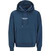 JACK & JONES, Felpa da uomo con cappuccio stampata, blu (Insignia Blue), M