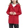 Generisch Top corto da donna e ragazza, giacca a vento con capispalla, cappotto per bambini, impermeabile leggero con regolabile, per attività all'aperto, gilet nero per bambini, Colore: rosso, 9-10