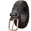 Poyuad 100 cm 105 cm 110 cm 115 cm 120 cm Cintura in pelle da uomo intrecciata con fibbia casual Strato cavo intrecciato a mano Design alla moda,Nero largo,3,4x110 cm