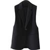 CGZWFERA Gilet Donna Elegante,Gilet Da Donna Senza Maniche, Blazer Da Ufficio, Completamente Foderato, con Un Bottone, Giacca con Tasche, Revers A Lancia, Casual, Formale, Estivo, Cappotto Nero L