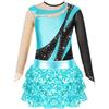 inhzoy Abito da Ballo Latino Americano Bambine Ragazze Paillettes Strass Vestito da Pattianggio Artistico Lucido Balletto Leotards con Gonna Danza Classica Costume da Ballo