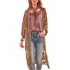 YouKD Cardigan da donna in pizzo trasparente, stile boho, lungo, kimono, spiaggia, copricostume da bagno, Marrone, Etichettalia unica
