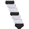 NEXT Ragazza Confezione da 7 Slip a Vita Bassa Nero/Grigio/Bianco 9 Anni-10 Anni