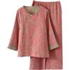 Modeewel - Pigiama giapponese da donna, pigiama cinese Hanfu Kimono, biancheria da notte giapponese, completo da due pezzi in pantaloni, tuta da casa, tuta con felpa, rosa, M