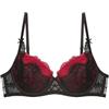 YAMAMAY - Reggiseno Balconcino con Ferretto Donna Nero e Rosso