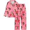 Generico Pigiama Personalizzato Uomo Donna Set con Foto in Seta 2 Pezzi con Top Aperto Davanti e Pantaloni Pigiami Abbinati Coppia Fidanzati Divertente per Casa San Valentino Natale,Festa della Mamma papà