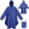 LUROON Poncho Antipioggia Impermeabile Donna Uomo con Maniche e Tasca, Riutilizzabili Mantella Antipioggia, Impermeabile Portatile con Cappuccio Strisce Riflettenti per Adulto Per Escursionismo Viaggi