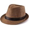 LADYBRO XL Cappelli Fedora in Paglia per Uomo, Estate, Trilby da Spiaggia, Viaggio, Panama, Casual, 59 cm, Caffè, 7.5