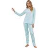 SNELLY Pigiama Donna Primavera Estate 100% Cotone Pigiami 2 Pezzi con Bottoni Aperto o Chiuso Fantasia a Scelta Taglia 44 46 48 50 52 54 56 58 60 (Taglie Forti)