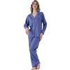 Pigiamiamoci Pigiama Donna Aperto Davanti in Caldo Cotone con Bottoni - Pantalone Dritto - Elegante (IT, Testo, L, Regular, Regular, Bluette 4174)
