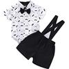 Verve Jelly Toddler Baby Boy Summer Gentleman Outfit Set manica corta Bowtie Pagliaccetto + Bretelle Pantaloncini 3 pezzi Abito formale Bianco 100 12-18 mesi