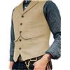 AeoTeokey - Gilet da uomo classico in lana e tweed, senza maniche, stile casual, a spina di pesce, per smoking, Champagne, L