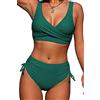 CheChury Costume da Bagno Sexy Donna Imbottito Push Up Vita Alta in Due Pezzi Classico Regolabile Costume da Bagno Incrociato Scollo a V Bikini Push Up Imbottito Beachwear Vacanza