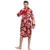Haseil Accappatoio da uomo in raso, stile kimono primaverile, estivo, con collo sciallato