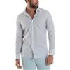 Giosal Camicia Uomo Cotone Slim Fit Casual Colletto Semi-Francese Basic Rigata Bicolore Righe Bastoncino Sottile Vari Colori (IT, Testo, L, Regular, Regular, Blu1)