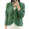Dninmim Maglione da donna in misto lana morbida con scollo a V lavorato a maglia cardigan corto Flash Coat Top manica lunga maglieria