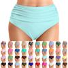 Generico Pancia Piatta Costume Modellante Costume da Bagno Donna Bikini in Vita Slip Arricciato Pantaloni a Pancia in su Costumi da Bagno di Controllo Tankinis Set, 14-Mint Green, XXL