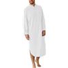 MANYMANY Camicia da Notte da Uomo Camicia da Notte in Cotone Abito Lungo Camicia da Notte da Uomo con Collo a Fascia Musulmana araba Musulmana