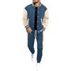 Generisch Tuta da uomo in stile college - due pezzi con giacca da baseball e pantaloni | Tuta sportiva per il tempo libero per un look casual, Stil_c02 blu, M