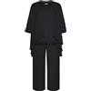 Hanna Nikole Completo da sera in chiffon taglie forti da donna Set cocktail party festivo elegante set 2 pezzi girocollo maniche corte e pantaloni a vita alta tuta due pezzi, Nero , 24 Plus