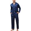TeJoyce Pigiama da Uomo in Raso di Seta, Due Pezzi Set Completo con Camicia a Maniche Lunghe Bottoni e Pantaloni Eleganti con Tasche Abbigliamento Casa di Lusso