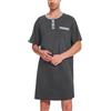 Uniexcosm Camicia da Notte da Uomo in Cotone Pigiama da Uomo Girocollo con Bottoni Pigiama Comoda Maniche Corte Girocollo, Tinta Unita Sottile