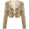NaLatia Cardigan Donna Eleganti Vintage con Paillettes Top Coprispalle da Sera Perfetto da Club Cocktail Giacca con paillettes da festa a maniche lunghe corte da donna