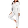 Generisch Tuta da donna elegante invernale in morbido pile Teddy Jumpsuits caldo peluche Onesie pantaloni soffice tuta da casa comodo pigiama con cappuccio casual pagliaccetto, bianco, M