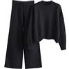 HEONSATI Tuta in Maglia da Donna Eleganti Completi 2 Pezzi Lavorati Comodo Completo Pullover Top Maniche Lunghe Pantaloni a Gamba Larga in Vita Tute Sportive Invernale Set Di Maglia Leggera
