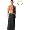 dPois Costume Toga Dio Greco Romano Antico con Polsini Copricapo Uomo Costume Imperatore Gladiatore Guerriero Vestito Toga Vestaglia Costume Carnevale Festa di Halloween Nero XL