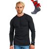 Merino.tech Maglia Termica Merino Lana Uomo Maniche Lunghe + Calzini | Maglione Intimo Leggero, Medio, Pesante Traspirante, Drenante, Anti-Odore, Non Pizzica per Trekking, Sci, Outdoor