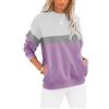 Cuptacc T-Shirt Donna Senza Cappuccio Girocollo Maniche Lunghe Felpa Maglietta Lavanda M