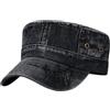 Generic Cappellini Militari Vintage In Denim Lavato Cappellini Militari Da Uomo E Da Donna Cappello A Cilindro Piatto Regolabile Hat Da Veterano Per Sport All'aria Aperta(Black)